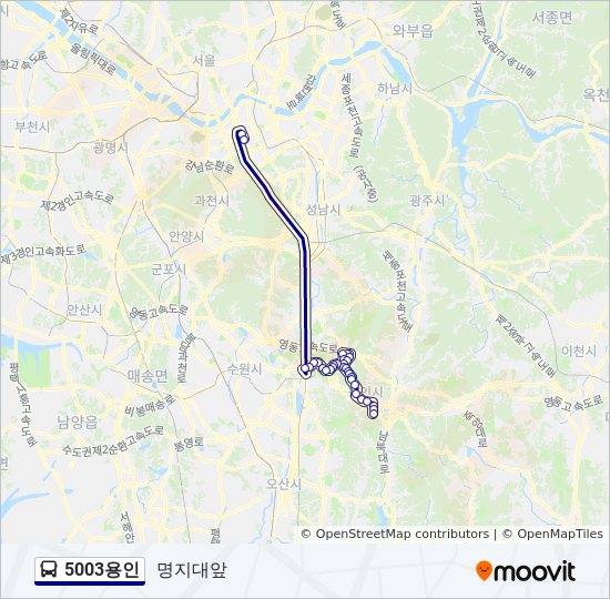 5003용인 경로: 일정, 정거장 & 지도 - 명지대앞 (업데이트됨)