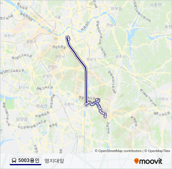 5003용인 버스 노선 지도