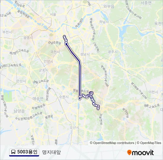 5003용인 버스 노선 지도