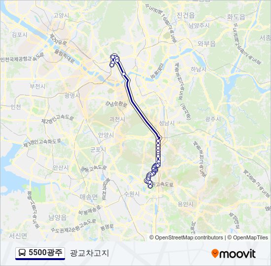 5500광주 버스 노선 지도