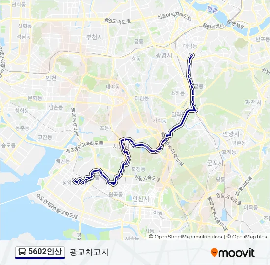 5602안산 버스 노선 지도