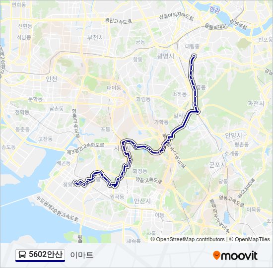 5602안산 bus Line Map