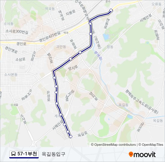 57-1부천 버스 노선 지도