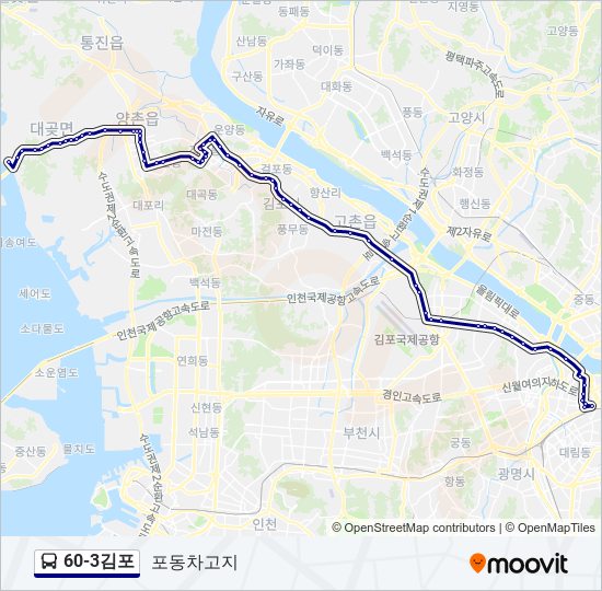 60-3김포 버스 노선 지도