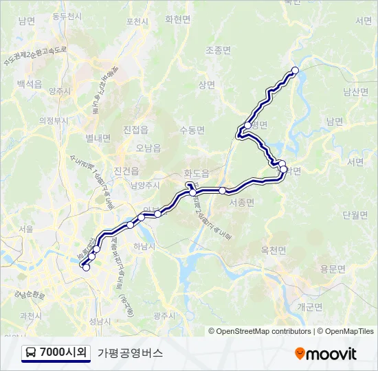 7000시외 버스 노선 지도