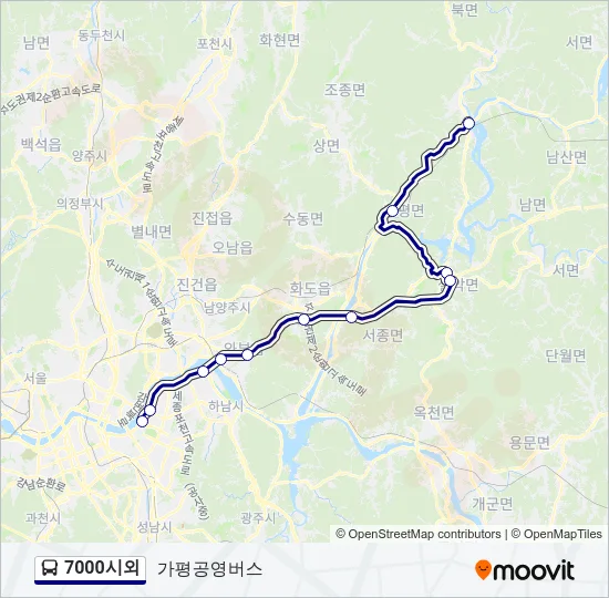 7000시외 버스 노선 지도