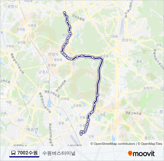 7002수원 버스 노선 지도
