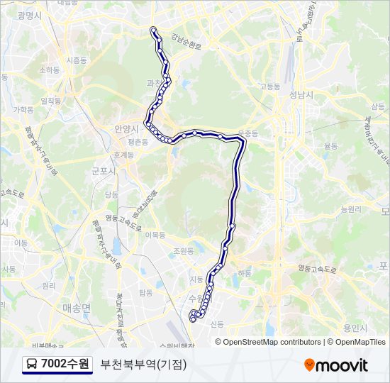 7002수원 버스 노선 지도