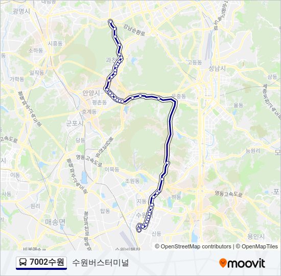 7002수원 bus Line Map