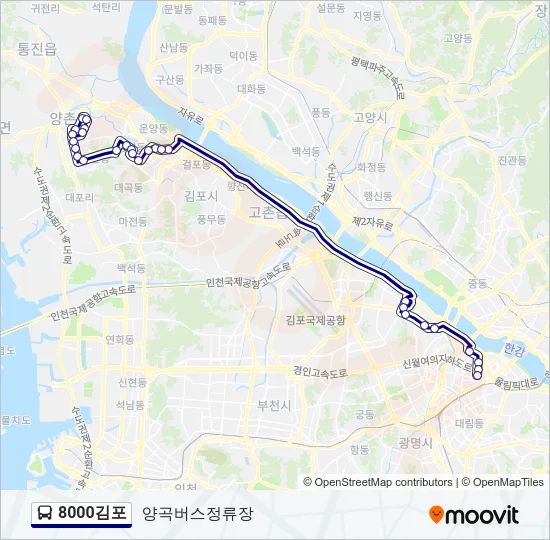 8000김포 Bus Line Map