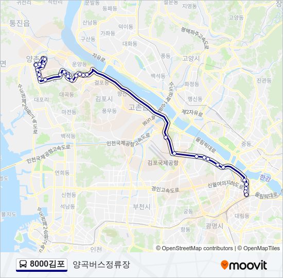 8000김포 버스 노선 지도