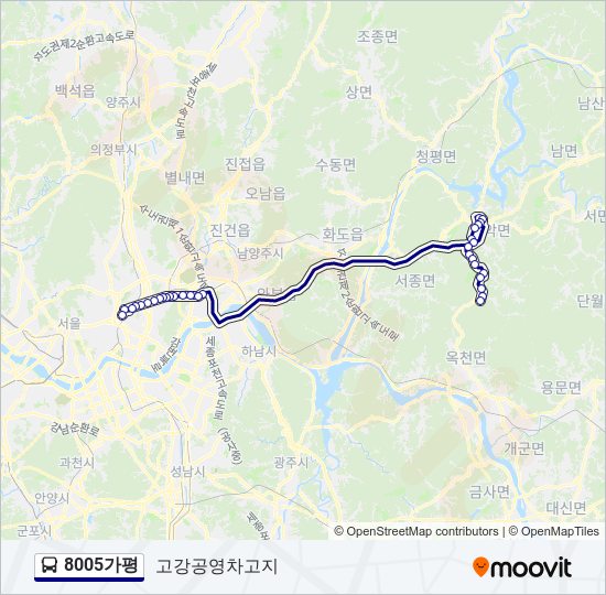 8005가평 bus Line Map