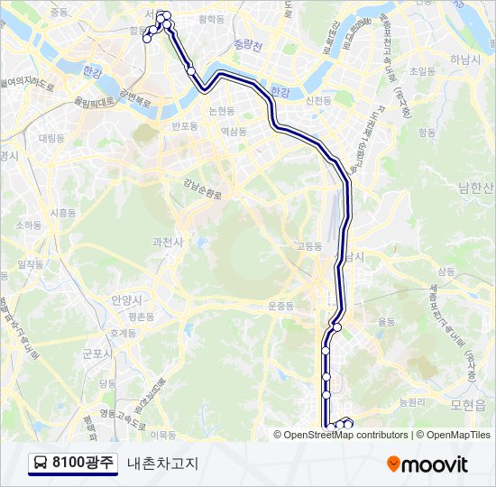 8100광주 bus Line Map
