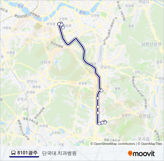 8101광주 버스 노선 지도