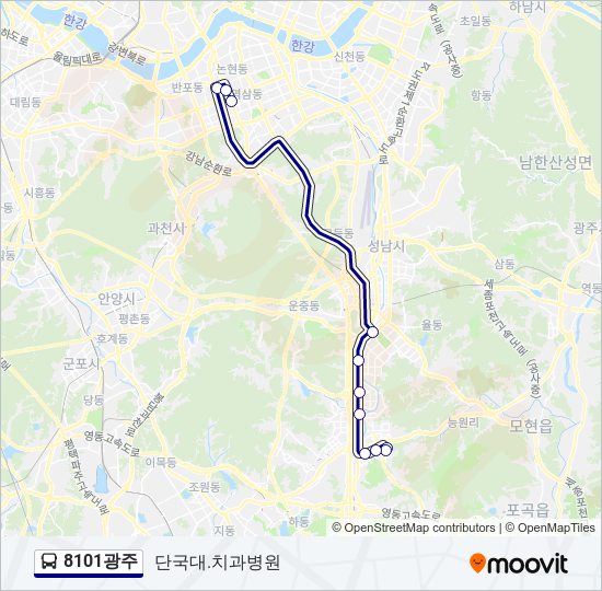 8101광주 bus Line Map