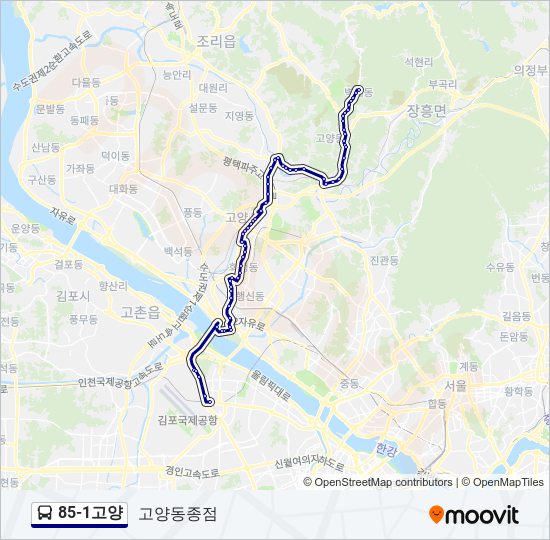 85-1고양 bus Line Map