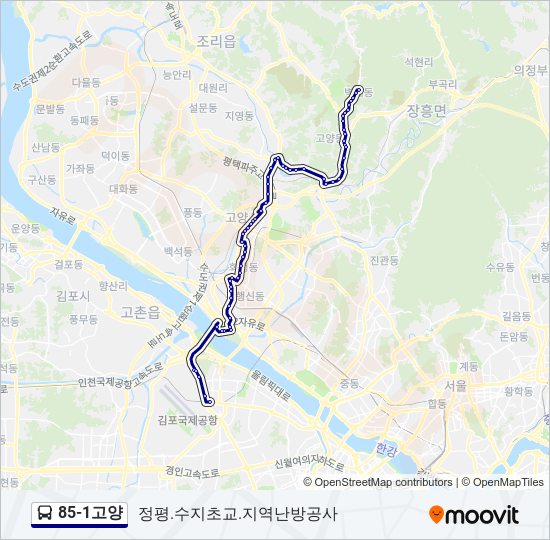 85-1고양 bus Line Map