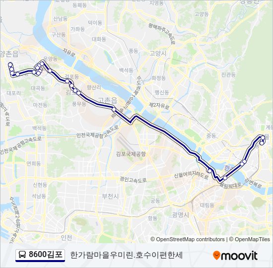 8600김포 버스 노선 지도