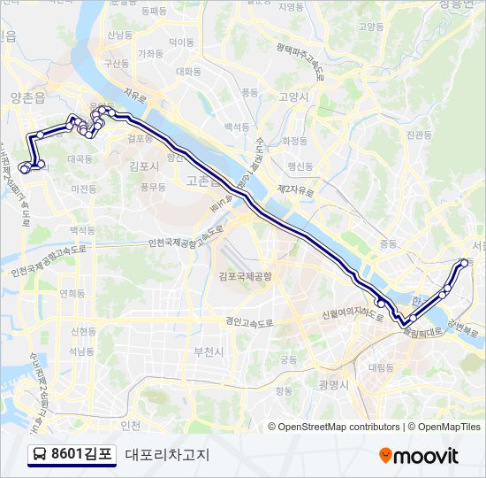 8601김포 버스 노선 지도