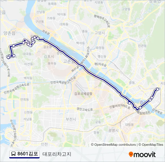 8601김포 버스 노선 지도