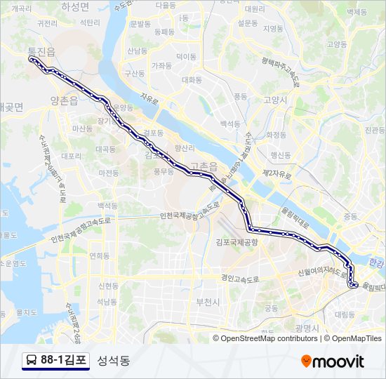 88-1김포 버스 노선 지도