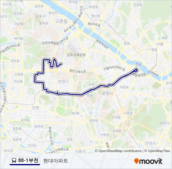 88-1부천 bus Line Map