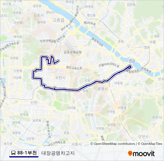 88-1부천 버스 노선 지도