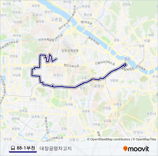 88-1부천 bus Line Map