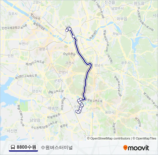 8800수원 버스 노선 지도