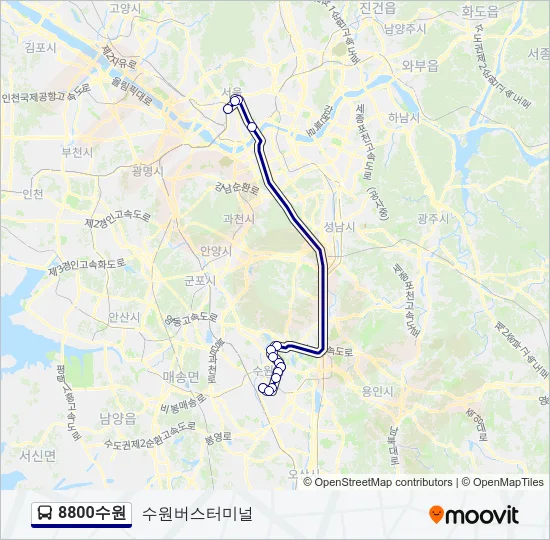 8800수원 버스 노선 지도