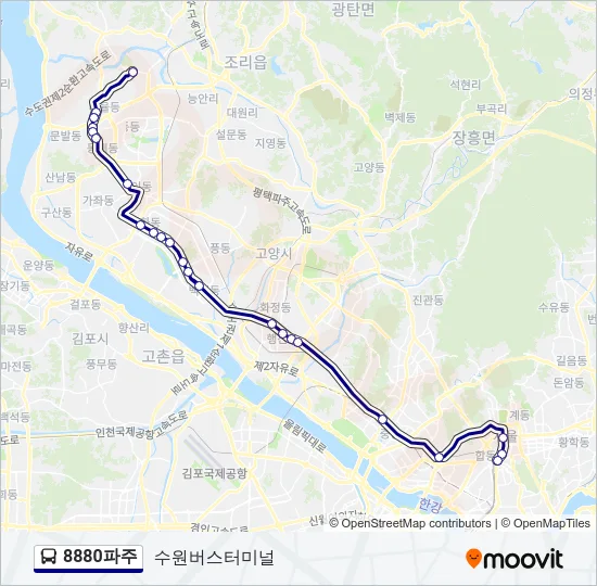 8880파주 버스 노선 지도
