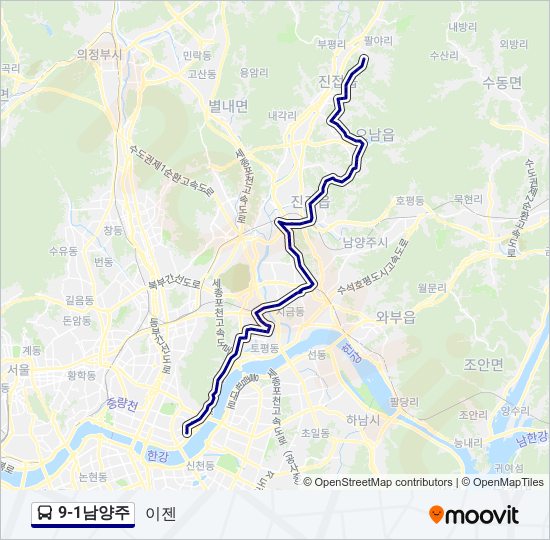 9-1남양주 버스 노선 지도