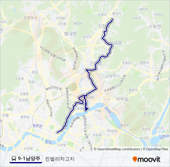9-1남양주 버스 노선 지도