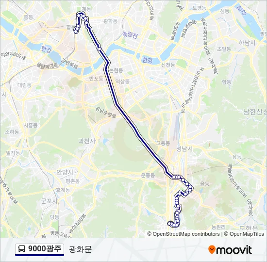 9000광주 Bus Line Map