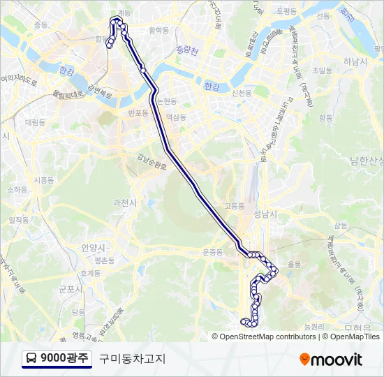 9000광주 Bus Line Map