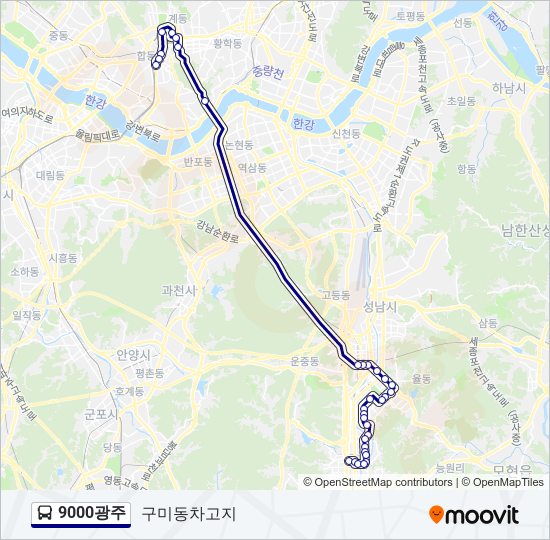 9000광주 bus Line Map