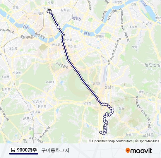 9000광주 bus Line Map