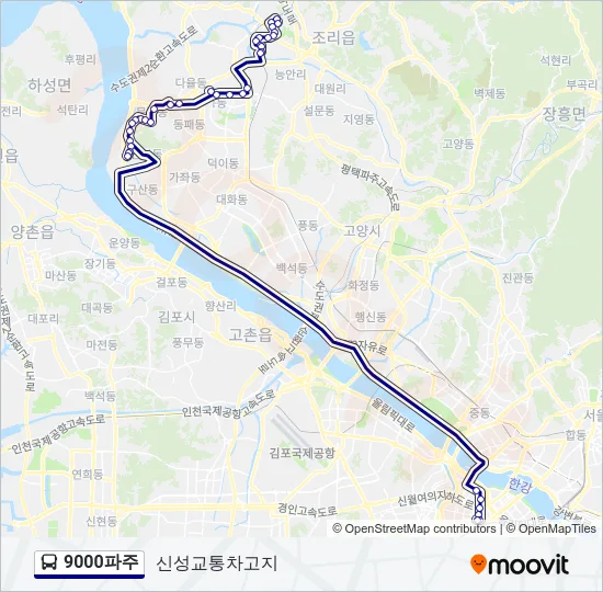 9000파주 버스 노선 지도