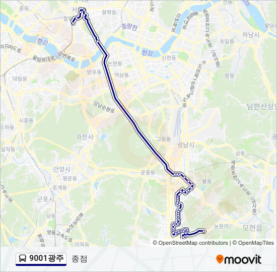 9001광주 Bus Line Map
