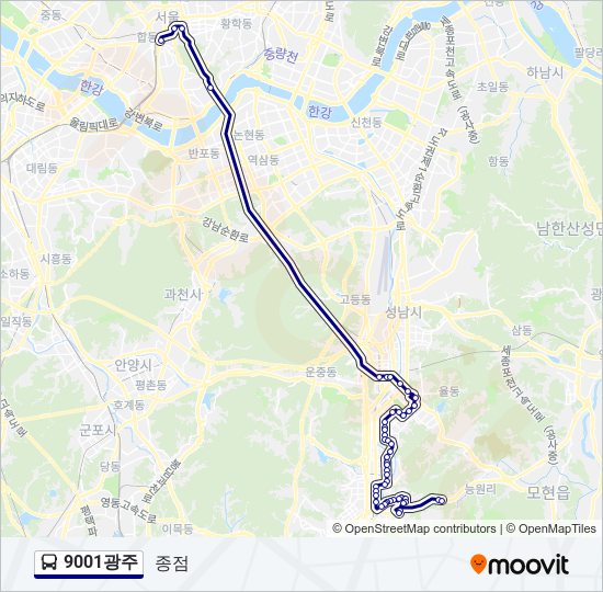 9001광주 bus Line Map