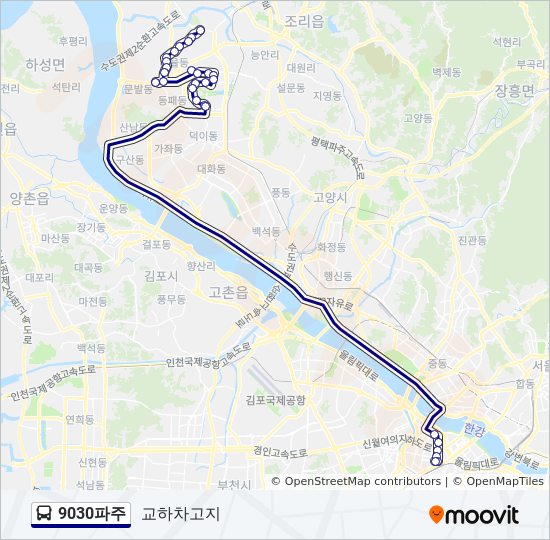 9030파주 bus Line Map