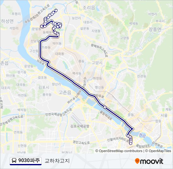9030파주 버스 노선 지도