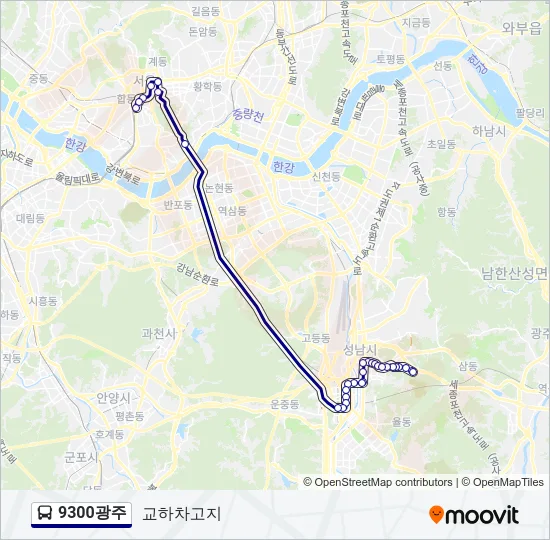 9300광주 버스 노선 지도