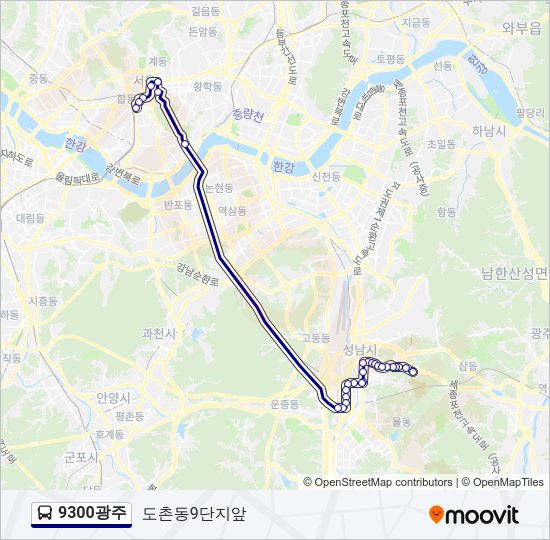9300광주 버스 노선 지도
