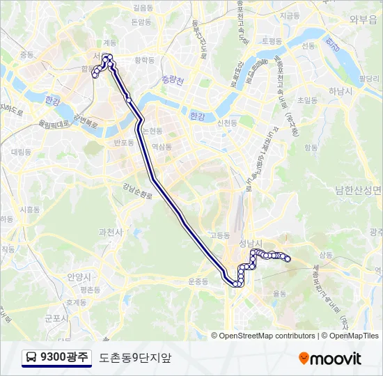 9300광주 버스 노선 지도