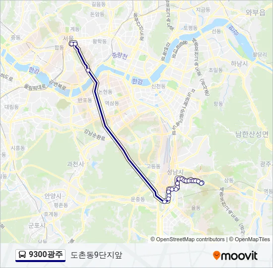 9300광주 버스 노선 지도