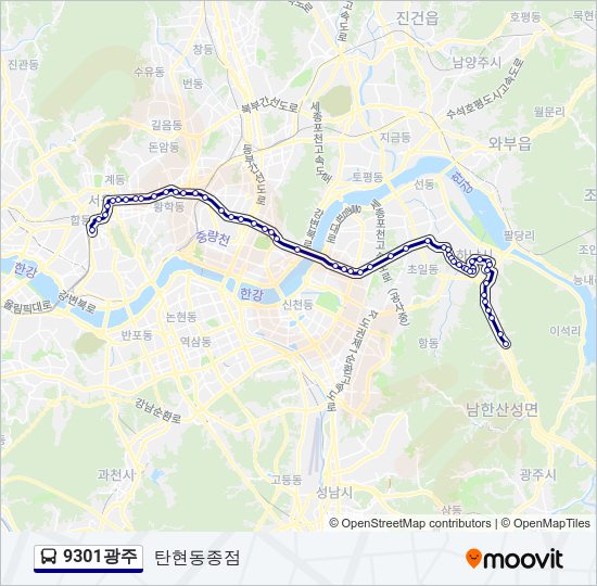 9301광주 버스 노선 지도