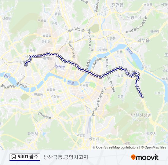 9301광주 버스 노선 지도