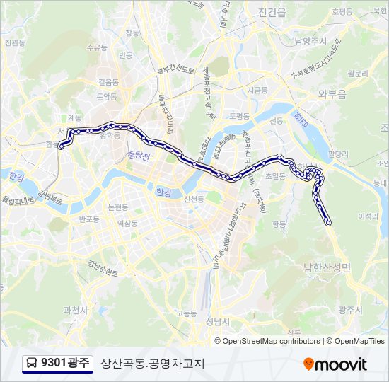 9301광주 버스 노선 지도