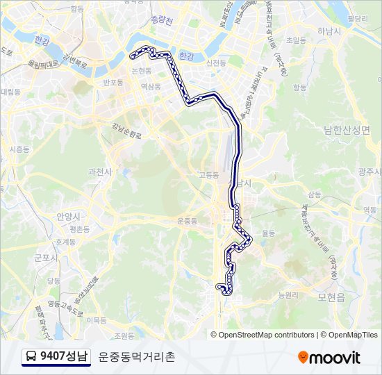 9407성남 bus Line Map